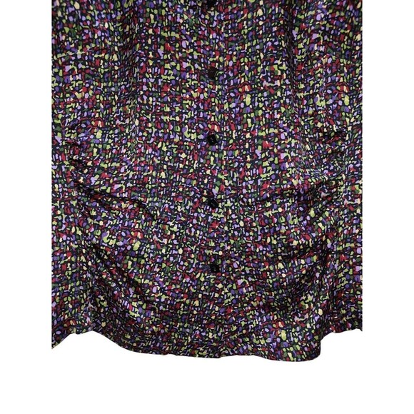 🌸 Talbots Petites Silk Blouse 8P Multicolor Abstract Print Button Down Top - Picture 6 of 15